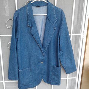 * Woman's Blue Denim Jacket Lg - XLG No Tags EUC